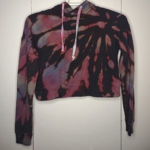 Reverse tie dye women's small cropped hoodie